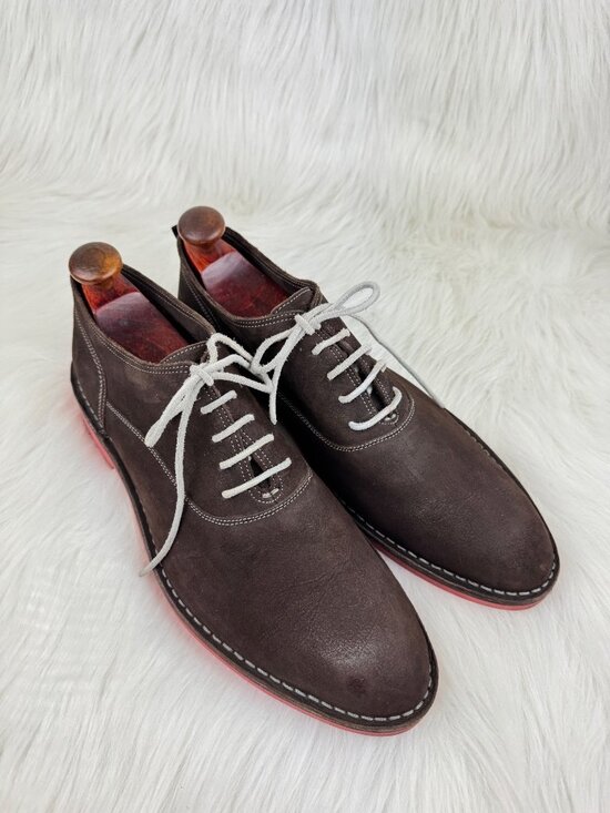 Heschung 1934 Veritable Cousu Suede Oxford Shoes Brown Red Sole US 11.5 main image 4